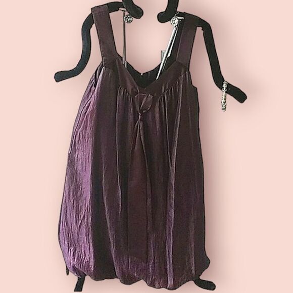 Vintage Max & Cleo Bubble Hem Silk-Look Purple Party Dress Size 12 - Picture 1 of 9